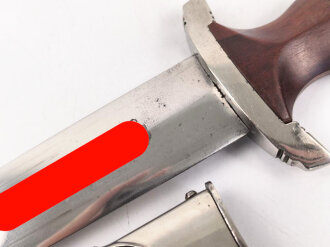 Dienstdolch Modell 1933 für Angehörige der SA. Späte Fertigung RZM M7/36 für E. & F. Hörster, Solingen. Zusammengehöriges Stück in gutem Gesamtzustand