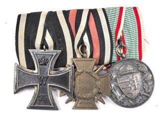 Ordenspange Eisernes Kreuz 2. Klasse 1914, Ehrenkreuz für Frontkämpfer, Kriegerinnerungsmedaille Ungarn
