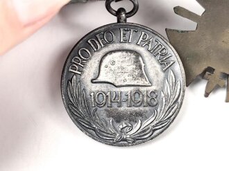 Ordenspange Eisernes Kreuz 2. Klasse 1914, Ehrenkreuz für Frontkämpfer, Kriegerinnerungsmedaille Ungarn