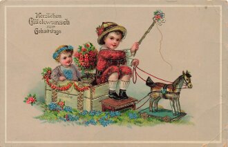 Ansichtskarte "Herzlichen Glückwunsch zum Geburtstag" datiert 1921