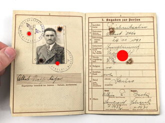 Wehrpaß für eine  Mann aus Rudolstadt, wenige Einträge