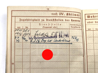 Wehrpaß für eine  Mann aus Rudolstadt, wenige Einträge