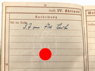 Wehrpaß für eine  Mann aus Rudolstadt, wenige Einträge