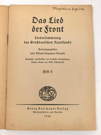 "Das Lied der Front - Liedersammlung des...