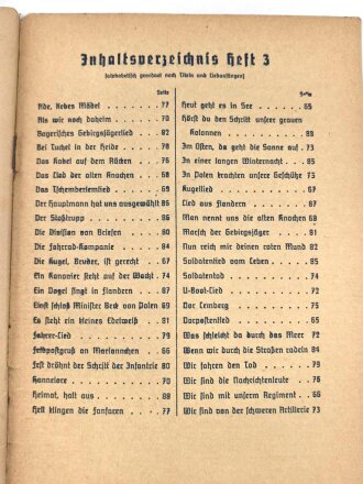 "Das Lied der Front - Liedersammlung des Großdeutschen Rundfunks",  Heft 3, 1940, 89 Seiten, 13 x 19 cm, gebraucht