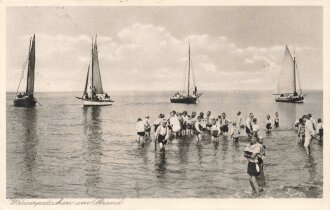 Ansichtskarte "Wasserpatschen am Strand"