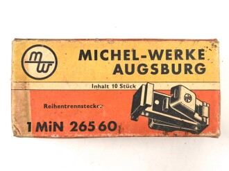 Me262, Waldwerk Kuno. 10 Stück Reihentrennstecker " 1 MIN 265 60" in originaler Umverpackung der " Michel-Werke Augsburg"
