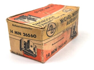 Me262, Waldwerk Kuno. 10 Stück Reihentrennstecker " 14 MIN 265 60" in originaler Umverpackung der " Michel-Werke Augsburg"