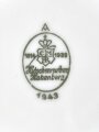 Kantinenporzellan Tassenunterteller, Hersteller Hutschenreuther Hohenberg 1943, Durchmesser 14cm, gebraucht