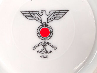 Heer, Kantinenporzellan Tassenunterteller, Hersteller Johann Haviland Bavaria 1940, Durchmesser 15cm, gebraucht