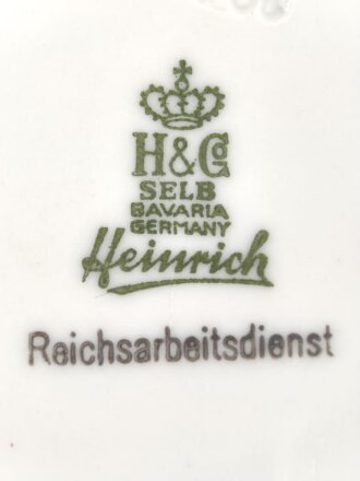 Reichsarbeitsdienst Heer, Kantinenporzellan kleine Schale, Hersteller H&G Selb Bavaria Germany Heinrich, Durchmesser 17cm, gebraucht