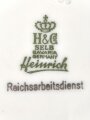 Reichsarbeitsdienst Heer, Kantinenporzellan kleine Schale, Hersteller H&G Selb Bavaria Germany Heinrich, Durchmesser 17cm, gebraucht