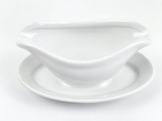 Luftwaffe, Kantinenporzellan Sauciere, Hersteller Bauscher Weiden 1938. Gesamtlänge 25cm, gebraucht