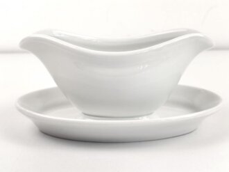 Luftwaffe, Kantinenporzellan Sauciere, Hersteller Bauscher Weiden 1938. Gesamtlänge 25cm, gebraucht