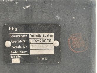 Me262, Waldwerk Kuno. Verteilerkasten Gerät Nr. 102-29076. Grob gereinigt