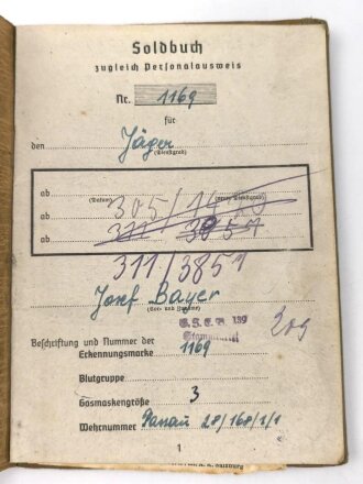 Soldbuch und Wehrpaß Heer, eingestellt am 5.4.1945