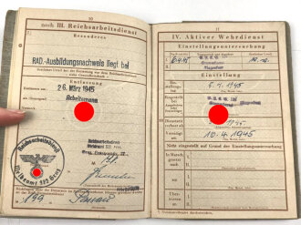 Soldbuch und Wehrpaß Heer, eingestellt am 5.4.1945