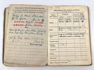 Soldbuch für einen Panzerjäger, eingetragene Pistole P38, Amerikanische Kriegsgefangenschaft Camp Wheeler, Georgia.