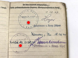 Soldbuch Heer, ausgestellt am 28. September 1943 bei Landes Schützen Ersatz und Ausbildungs Btl. 4.