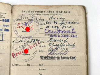 Soldbuch Heer, ausgestellt am 28. September 1943 bei Landes Schützen Ersatz und Ausbildungs Btl. 4.