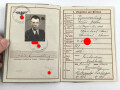 Wehrpaß eines Angehörigen im Feuerschutzpolizei Regiment. Eingetragene Medaille Kreuzzug gegen den Kommunismus. Eingesetzt zum Schutz der Ölgebiete in Rumänien