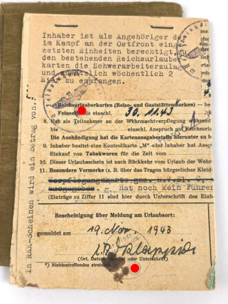 Soldbuch Heer, eingestellt am 27.9.39 bei Fahr Ersatz Schwadron 79.
