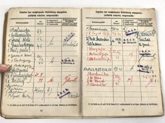 Soldbuch Kriegsmarine, ausgestellt am 6.12.1943. Ausgegebener Stahlhelm, Nachrichten Ersatz Abteilung 6, Flakausbildungskompanie Schillig, an 10.7.44 Unterseebootslehrdivision.