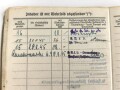 Soldbuch Kriegsmarine, ausgestellt am 6.12.1943. Ausgegebener Stahlhelm, Nachrichten Ersatz Abteilung 6, Flakausbildungskompanie Schillig, an 10.7.44 Unterseebootslehrdivision.