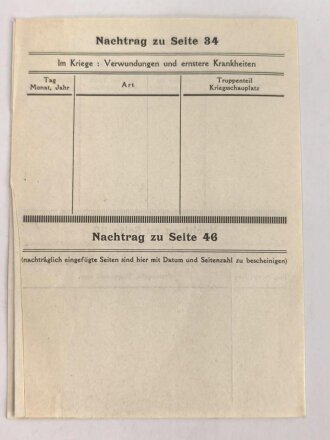 "Einlage in Wehrpaß" ungebraucht