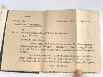 Bayern, Militärpaß eines Angehörigen im 17. Infanterie Regiment. Frankreichfeldzug, unter anderem Verdu, Höhe 344.  9.-14.10.16 Nahkampfmittelschule Lager Hammelburg.