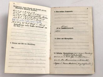 Bayern, Militärpaß eines Angehörigen im 17. Infanterie Regiment. Frankreichfeldzug, unter anderem Verdu, Höhe 344.  9.-14.10.16 Nahkampfmittelschule Lager Hammelburg.