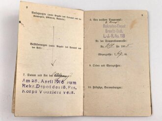 Hessen, Militärpaß eines Angehörigen im Landwehr Infanterie Regiment No. 118. Frankreichfeldzug,
