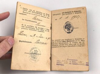 Bayern, Ersatzreservepaß ausgestellt am 9.7.1892 beim Bezirkskommando Passau