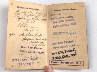 Bayern, Ersatzreservepaß ausgestellt am 9.7.1892 beim Bezirkskommando Passau