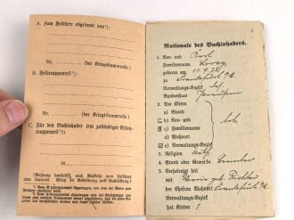 1. Weltkrieg, Soldbuch ausgestellt 1917