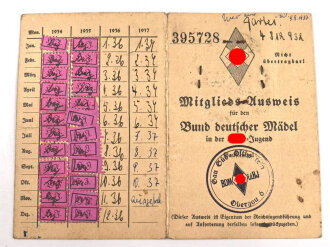 Bund deutsche Mädel, Mitgliedsausweis, NSDAP Mitgliedskarte und weitere Ausweis und Dokumente eines Mädels im Bann 1/185 Segeberg