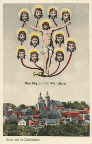 Ansichtskarte "Partie mit Wallfahrtskirche - Walldürn"