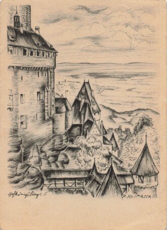 Ansichtskarte "Das größere Reich - Hohkönigsburg Elsässische Ebene" datiert 1944