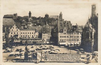 Ansichtskarte "Nürnberg Hauptmarkt mit Burgpanorama"