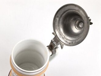Preußen, Reservistenkrug eines Angehörigen im "1. Garde Ulanen Regiment Potsdam 1901-04" Guter Gesamtzustand, gebrauchsspuren, ungereinigtes Stück