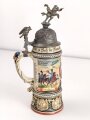 Preußen, Reservistenkrug eines Angehörigen im "Dragoner Regiment Nr.19 Oldenburg 1905-1908" Steinzeugkrug mit Alters- und Gebrauchsspuren, ungereinigtes Stück