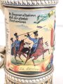 Preußen, Reservistenkrug eines Angehörigen im "Dragoner Regiment Nr.19 Oldenburg 1905-1908" Steinzeugkrug mit Alters- und Gebrauchsspuren, ungereinigtes Stück