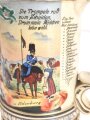 Preußen, Reservistenkrug eines Angehörigen im "Dragoner Regiment Nr.19 Oldenburg 1905-1908" Steinzeugkrug mit Alters- und Gebrauchsspuren, ungereinigtes Stück