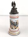 Preußen, Reservistenkrug eines Angehörigen im "Fuß Artillerie Regiment Nr.3 Mainz 1903-05" Ungereinigtes Stück mit Gebrauchs- und Altersspuren