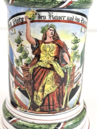 Preußen, Reservistenkrug eines Angehörigen im "2. Garde Feld Artillerie Regiment Potsdam 1905-07" Guter Gesamtzustand mit leichten Gebrauchs- und Altersspuren