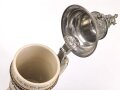 Sachsen, Reservistenkrug eines Angehörigen im "Infanterie Regiment Nr.134 Plauen 1911-13" Steinzeugkrug in gutem Gesamtzustand, der Deckel repariert . Ungereinigtes Stück