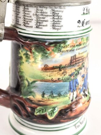 Bayern, Reservistenkrug eines Angehörigen im "Jäger Batl. Aschaffenburg 1912-14" Loch im Boden, sonst guter Gesamtzustand