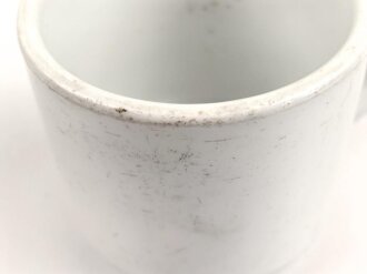 Reichsarbeitsdienst, Kantinenporzellan große Kaffeetasse, Hersteller Hutschenreuther Selb Bavaria 1938, Gesamthöhe 10cm und Durchmesser 10,5cm, gebraucht