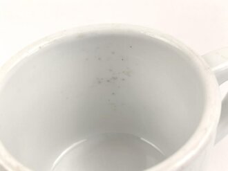 Reichsarbeitsdienst, Kantinenporzellan große Kaffeetasse, Hersteller Hutschenreuther Selb Bavaria 1938, Gesamthöhe 10cm und Durchmesser 10,5cm, gebraucht