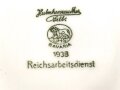Reichsarbeitsdienst, Kantinenporzellan große Kaffeetasse, Hersteller Hutschenreuther Selb Bavaria 1938, Gesamthöhe 10cm und Durchmesser 10,5cm, gebraucht